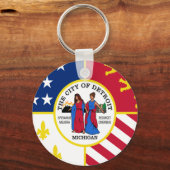 デトロイト(ミシガン)国旗のキーチェーン キーホルダー (正面)