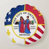 デトロイト（ミシガン）市国旗 ラウンドクッション (裏面)