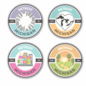 デトロイトEST. 1701サークルシール(4セット) シール (正面)