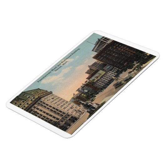 デトロイトMIポンチャートレインホテルハモンド建物 マグネット (左側)