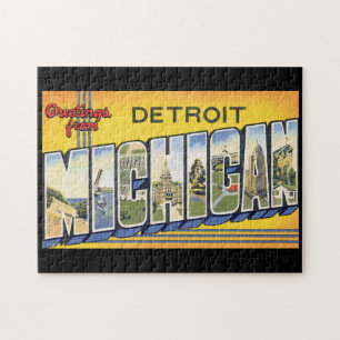 デトロイトMichigan_Vintage旅行からの挨拶 ジグソーパズル