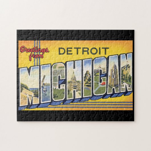デトロイトMichigan_Vintage旅行からの挨拶 ジグソーパズル (横)