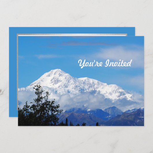 デナリアラスカマウンテンスノーフォト誕生日 招待状 (正面/裏面)