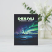 デナリナショナルパークアラスカノーザンライトズレトロ ポストカード (スタンド正面)