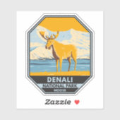 デナリナショナルパークアラスカムースヴィンテージ シール (シート)