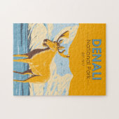 デナリナショナルパークアラスカムースヴィンテージ ジグソーパズル (横)