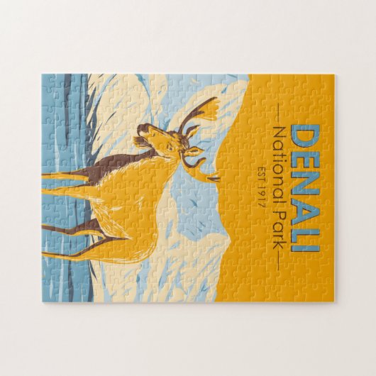 デナリナショナルパークアラスカムースヴィンテージ ジグソーパズル (横)