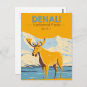 デナリナショナルパークアラスカムースヴィンテージ ポストカード (正面/裏面)