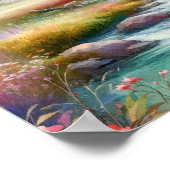 デナリナショナルパークアラスカ山の水彩 ポスター (角)