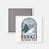 デナリナショナルパークアラスカ山ハンターヴィンテージ マグネット (正面/裏面)