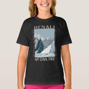 デナリナショナルパークアラスカ山ハンティントンレトロ Tシャツ
