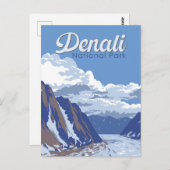 デナリナショナルパークイラストレーショントラベルヴィンテージ ポストカード (正面/裏面)