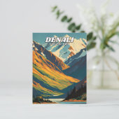 デナリナショナルパークイラストレーションレトロクラシカル ポストカード (スタンド正面)