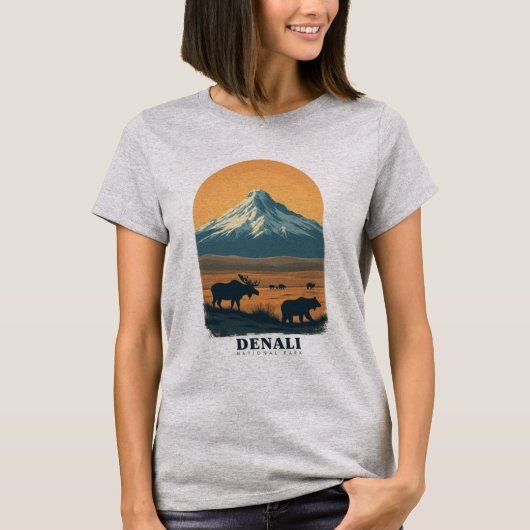 デナリナショナルパークヴィンテージレトロ Tシャツ (正面)