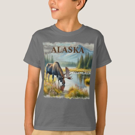 デナリ国立公園のムース / アラスカ Tシャツ (正面)