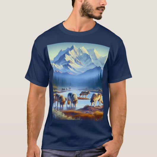 デナリ国立公園の狼 Tシャツ (正面)