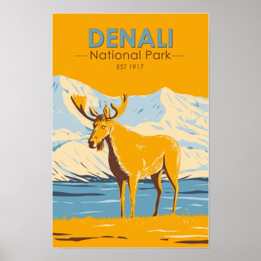 デナリ国立公園 アラスカ ムース ヴィンテージ ポスター (正面)
