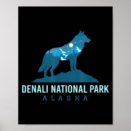 デナリ国立公園　アラスカ　狼　山 ポスター (正面)