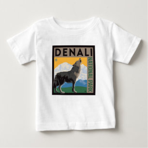 デナリ国立公園 オオカミ ベビーTシャツ