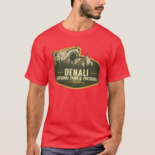 デナリ国立公園 保護区 アラスカ レトロ なデザイン Tシャツ (正面)