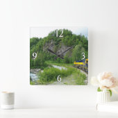 デナリ表現ア・アラスカ列車の休暇の写真 スクエア壁時計 (ホーム)