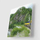 デナリ表現ア・アラスカ列車の休暇の写真 スクエア壁時計 (傾斜)