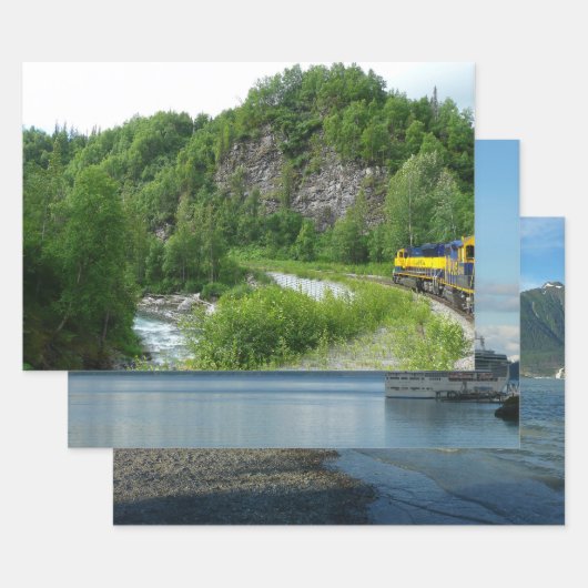 デナリ表現ア・アラスカ列車の休暇の写真 ラッピングペーパーシート (セット)