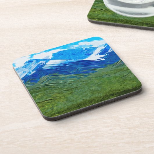 デナリ・アラスカの山と空抽象芸術 コースター (左側)