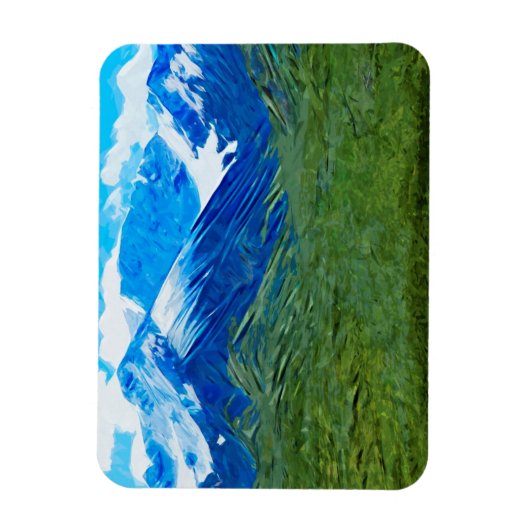 デナリ・アラスカの山と空抽象芸術 マグネット (縦)