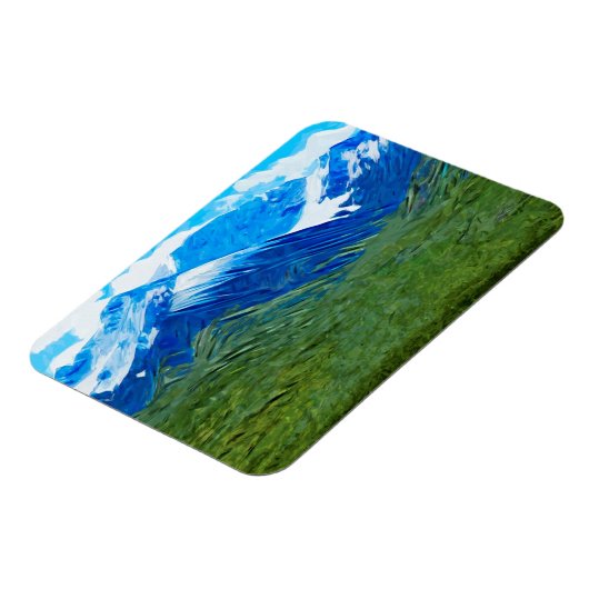 デナリ・アラスカの山と空抽象芸術 マグネット (左側)