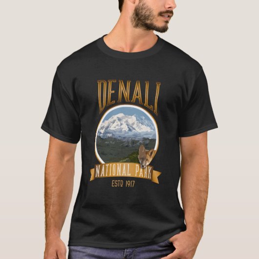 デナリ+アラスカ+マッキンリー+デナリ国立公園+フォ Tシャツ (正面)