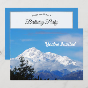 デナリ アラスカ 山 雪 フォト 誕生日 招待状