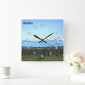 デナリ(マッキンリー山) スクエア壁時計 (ホーム)