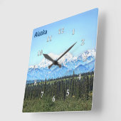 デナリ(マッキンリー山) スクエア壁時計 (傾斜)