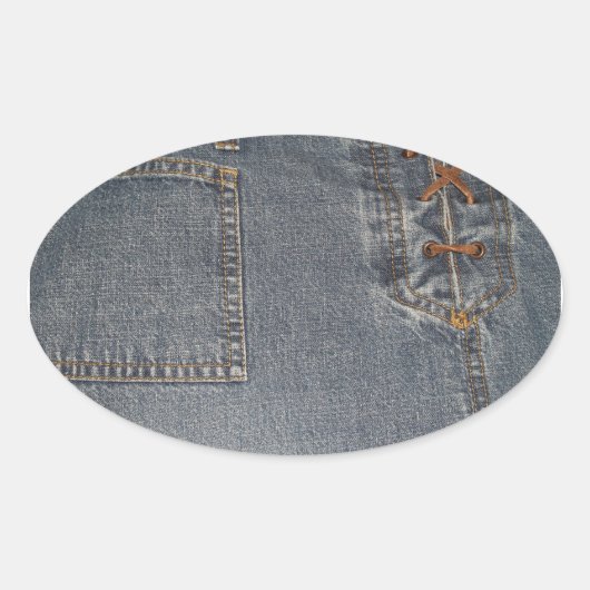 デニウム生地の背景オーバルシール 楕円形シール (正面)