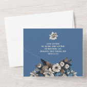 デニエレガントム&ネイビーフローラカスタムフォト結婚ズ オールインワン招待状 (裏面)