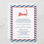 デニスポールケープコッドの地図とストライプ | 結婚s 招待状 (正面)