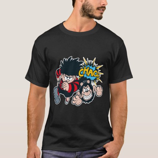 デニス・ザ・メナス CHAOS レトロスタイル 少女 面白い Tシャツ (正面)