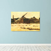 デニス・ミラー・バンカーのネットと帆の乾燥 キャンバスプリント (インサイチュ (ウッドフロア))