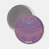デニス～ラベンダーグレーとピンクフラクタルデザイン マグネット (正面/裏面)