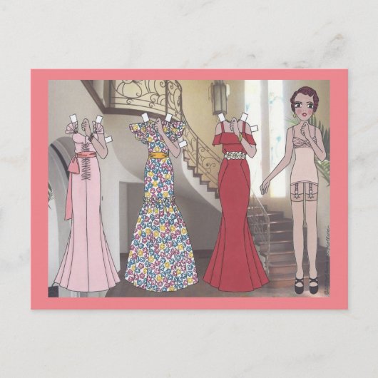 デニス、1934年のアールデコレディ ポストカード (正面)