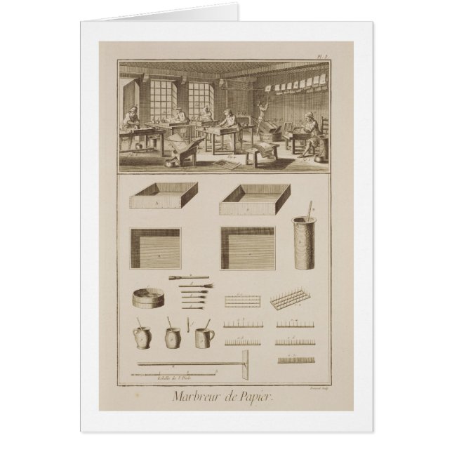 デニスD著作の「百科事典」からのマーブル紙、 (正面)