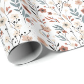 デニッシュ フローラル パターン ポピー 桜の花 ラッピングペーパー (ロールコーナー)
