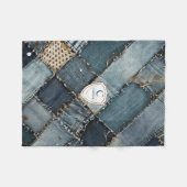 デニパーソナライズされたムのパッチに青いジーンズの名前を付ける フリースブランケット (正面(横))