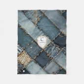 デニパーソナライズされたムのパッチに青いジーンズの名前を付ける フリースブランケット (正面)