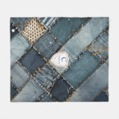 デニパーソナライズされたムのパッチに青いジーンズの名前を付ける フリースブランケット (正面(横))