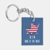 デニパーソナライズされたムブルーのマップ上の米国国旗 キーホルダー (正面左)