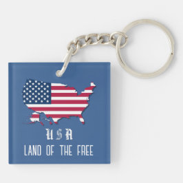 デニパーソナライズされたムブルーのマップ上の米国国旗 キーホルダー