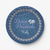 デニムおよびダイヤモンドのパーティーのプレート ペーパープレート (正面)