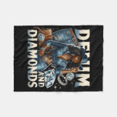 デニムおよびダイヤモンドアフリカメラニンスワッグ女性のカーボーイW フリースブランケット (正面(横))